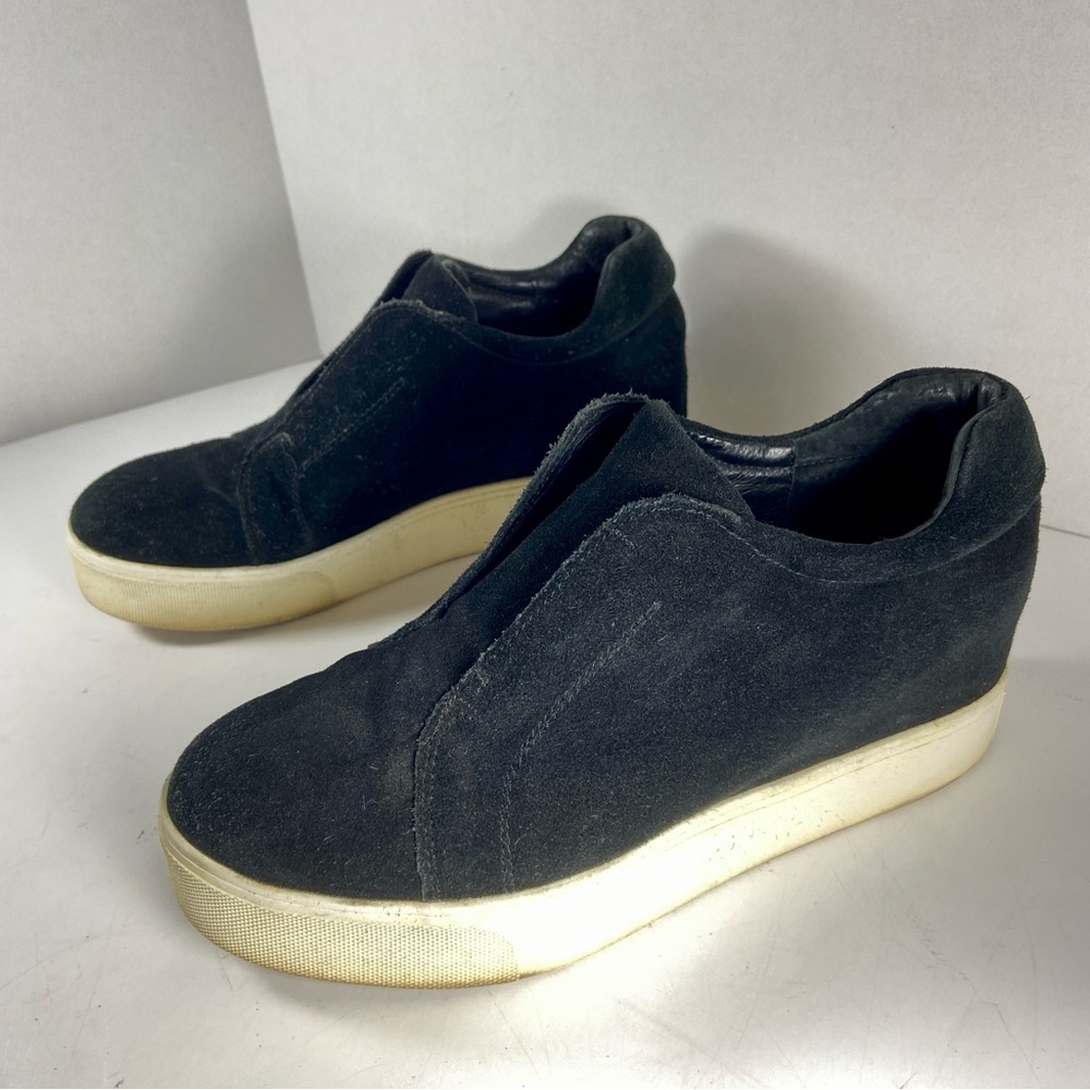 J/Slides‎ Suede Platform Sneakers Black Slip On Shoes 7.5 minimalist capsule